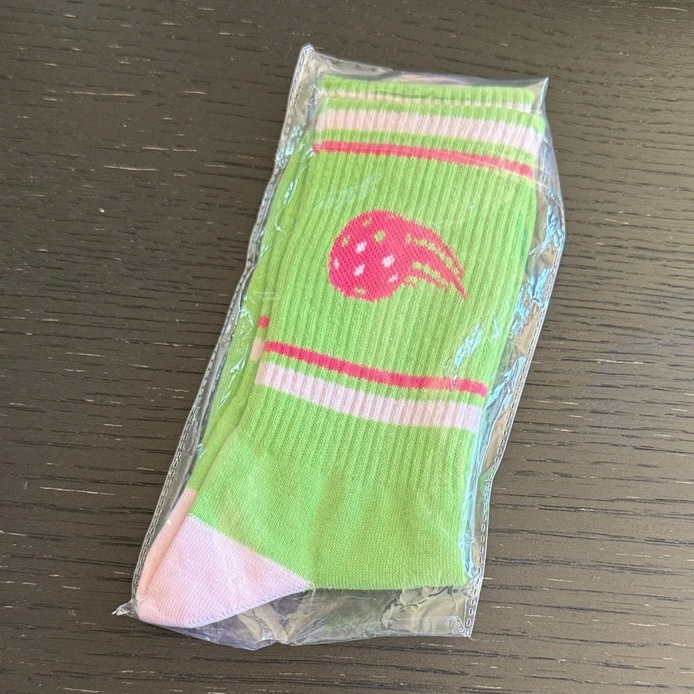 NEW Green and Pink Women's Pickleball Funky Socks Active Lounge